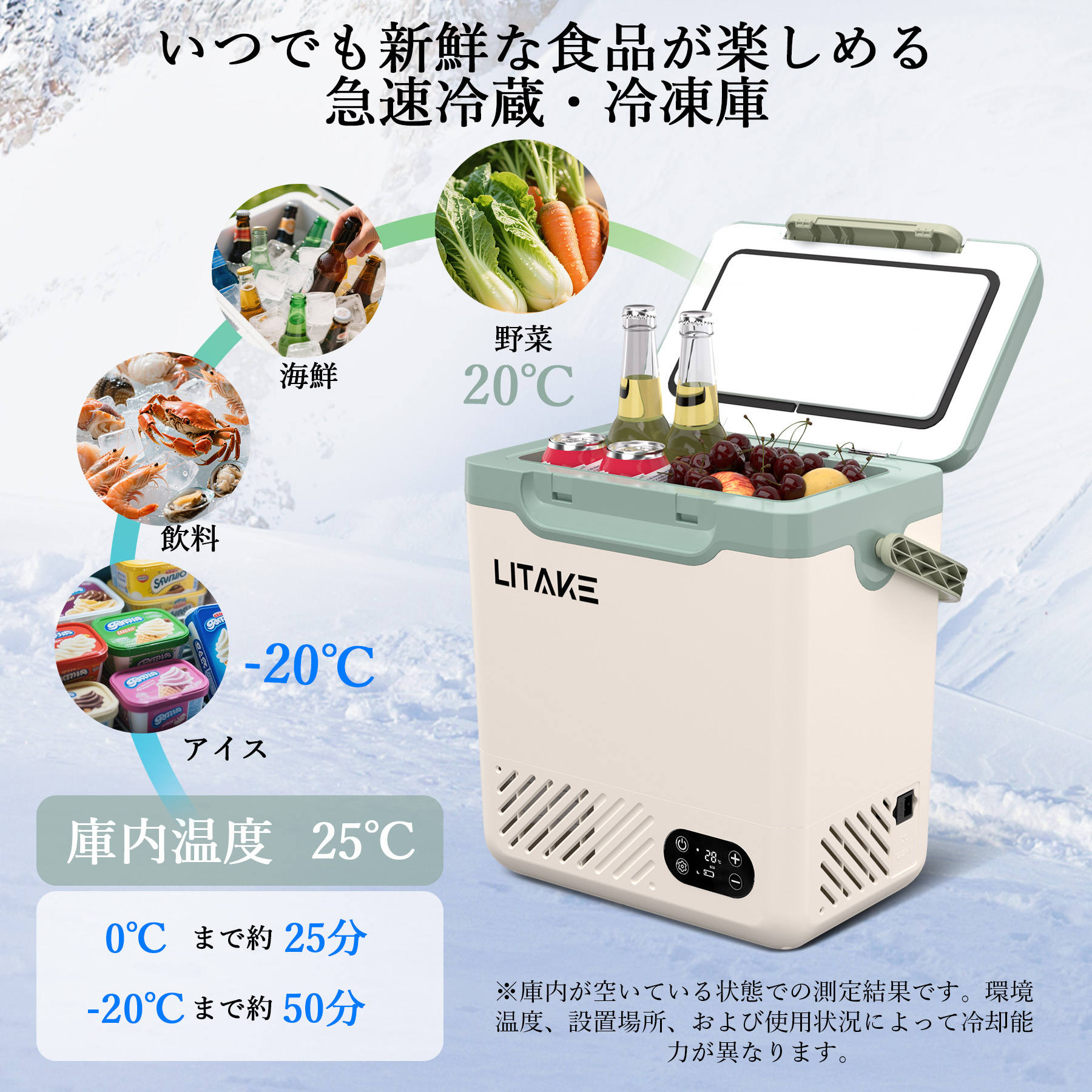 車載冷蔵庫 12L 大容量 ポータブル冷蔵庫 冷凍庫 バッテリー対応 -20