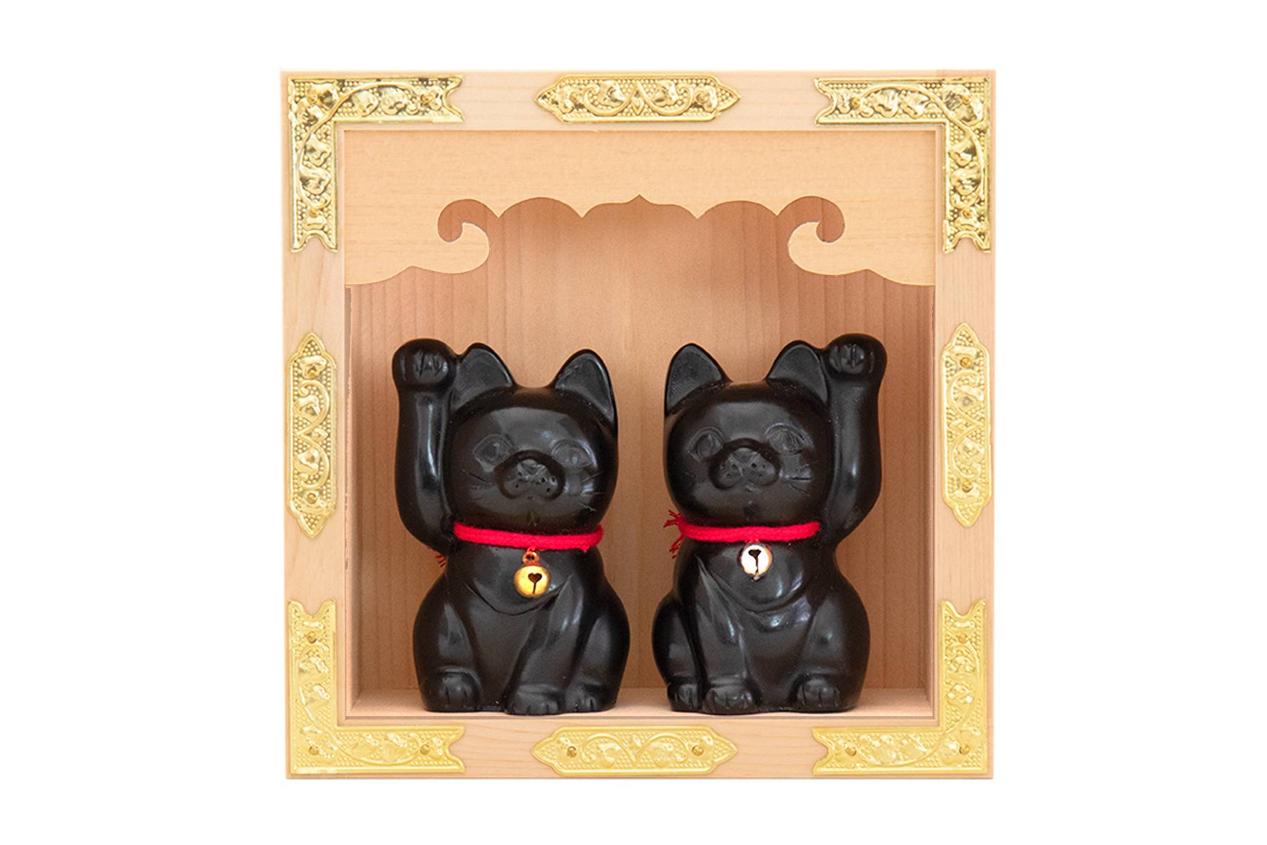 神棚 神具 仏具 やまこう 極上 木曽桧製 五合枡 入り 招き猫 一対 那智