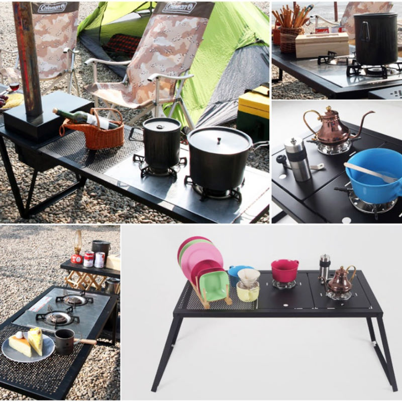 auvil/オーヴィル ガーデンツインテーブル 折れ脚アイアンテーブル 天