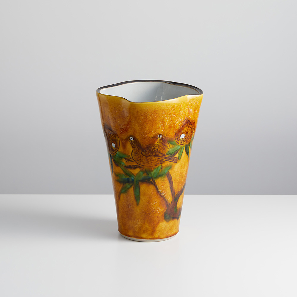 2857 九谷焼 雲鳥文 花瓶 【公式通販】