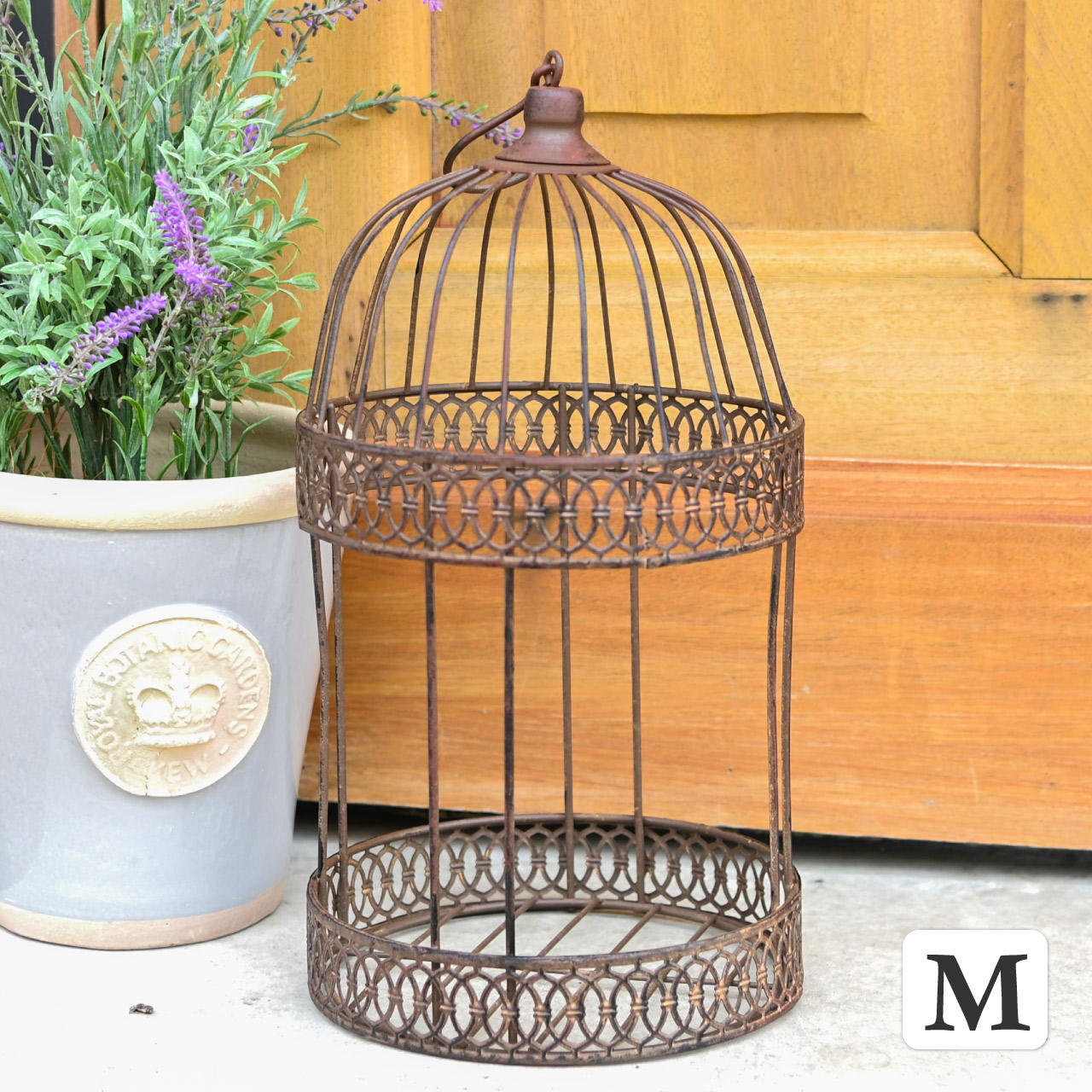 アンティーク調 アレンジ フラワーバードケージ ブラウン Mサイズ