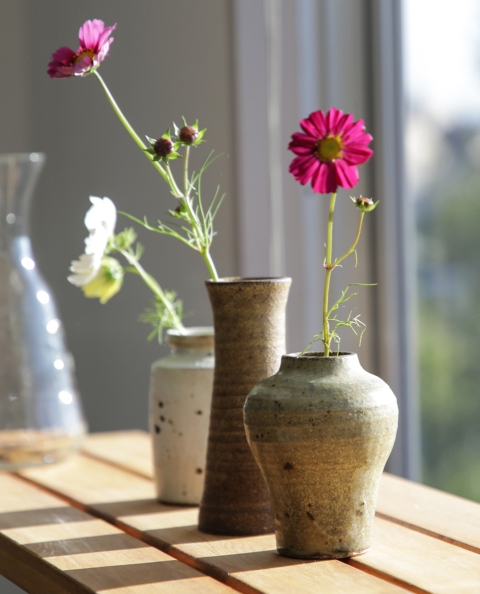 一輪挿し 陶器 おしゃれ 素朴 京都 しの平窯 爆買 : 京うちわ・扇子