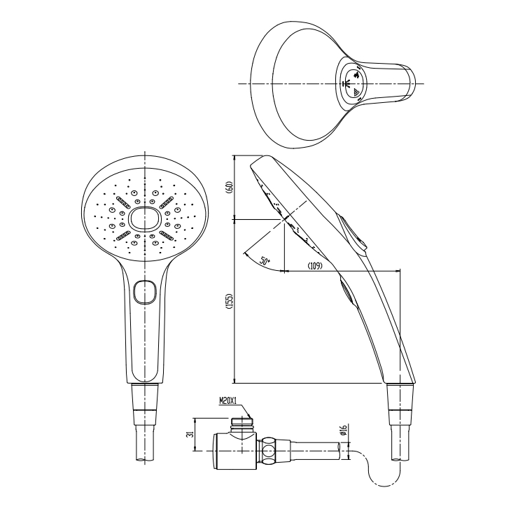 LIXIL（リクシル） シャワーホースセット エコアクアスイッチシャワー
