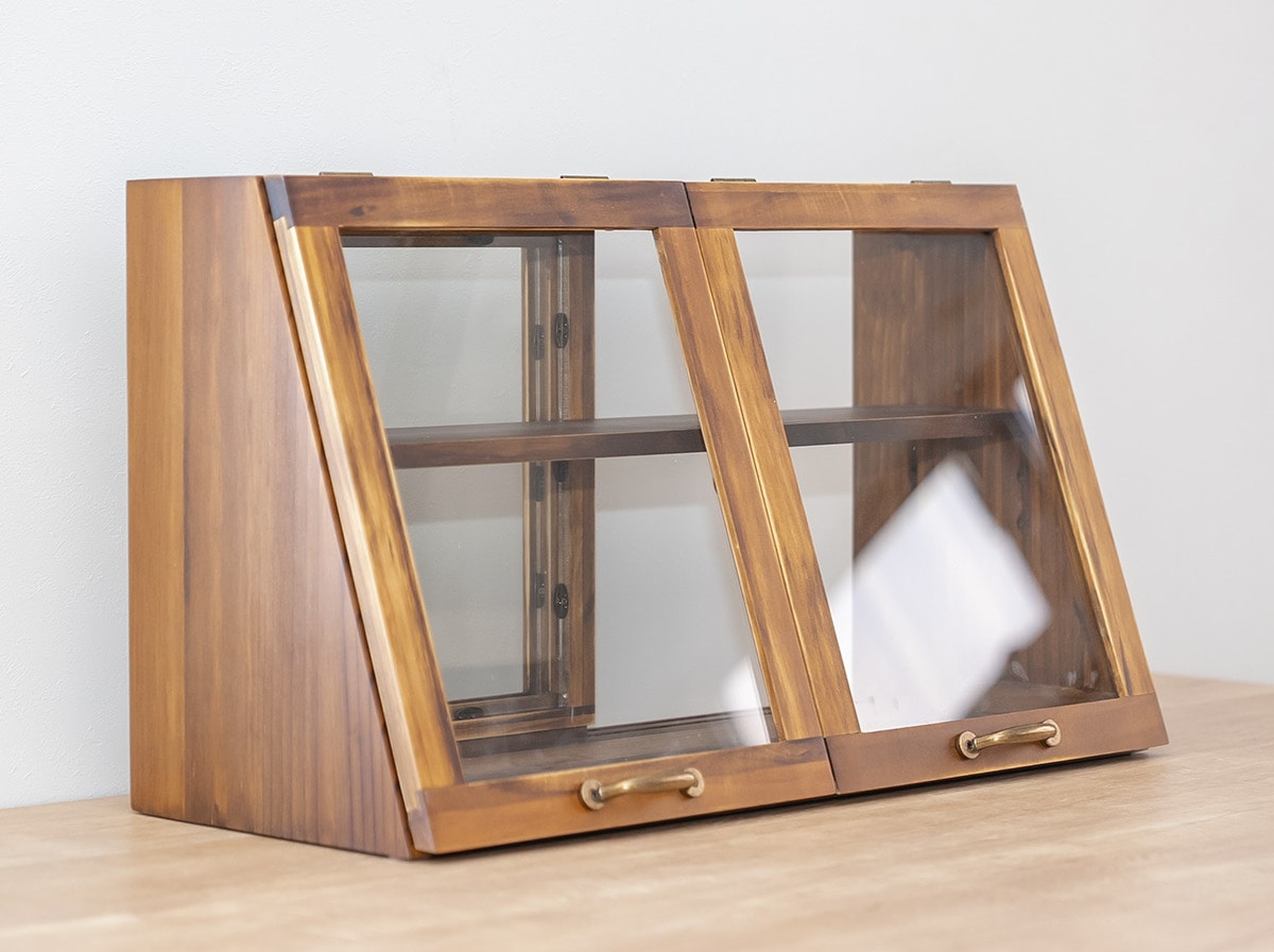 ガラスケース 幅60cm 2段 カウンター上収納 可動棚 ラック （ ブレッド