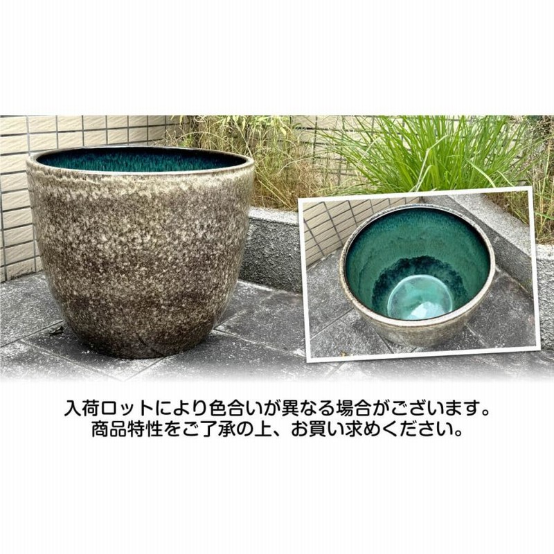 新品 ∅50 特大 陶器 睡蓮鉢 手造り メダカ鉢 難有 ラピスブルー 青LDB