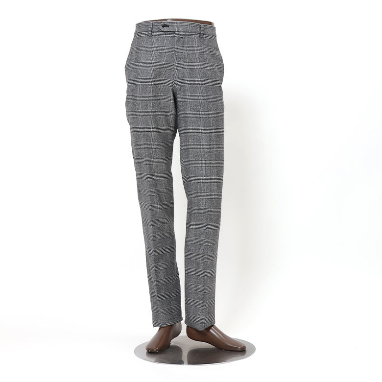 尾州】カシミヤストレッチグレンチェックパンツ（ノータック）【Made