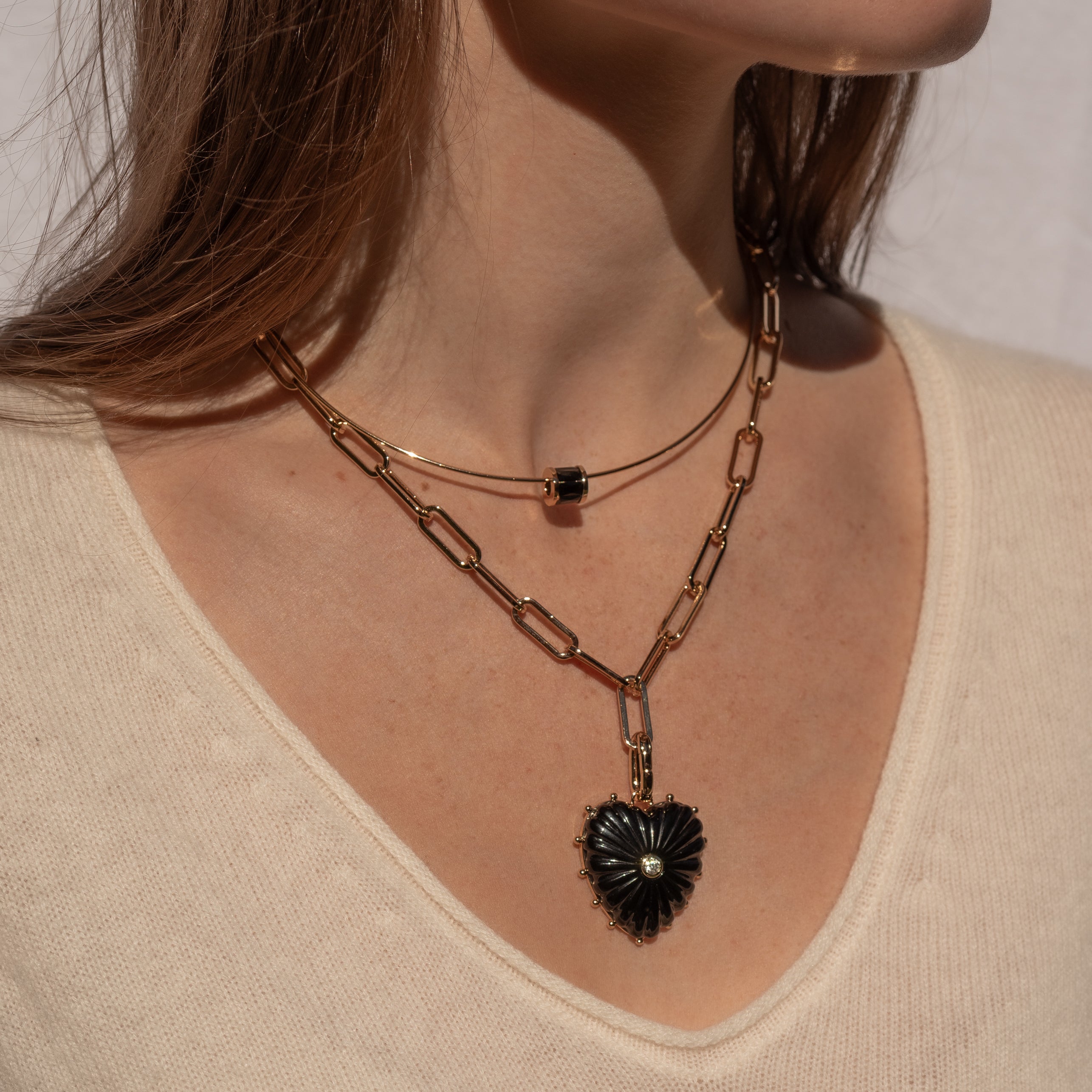 Malene Onyx Heart Clip Necklace – THATCH
