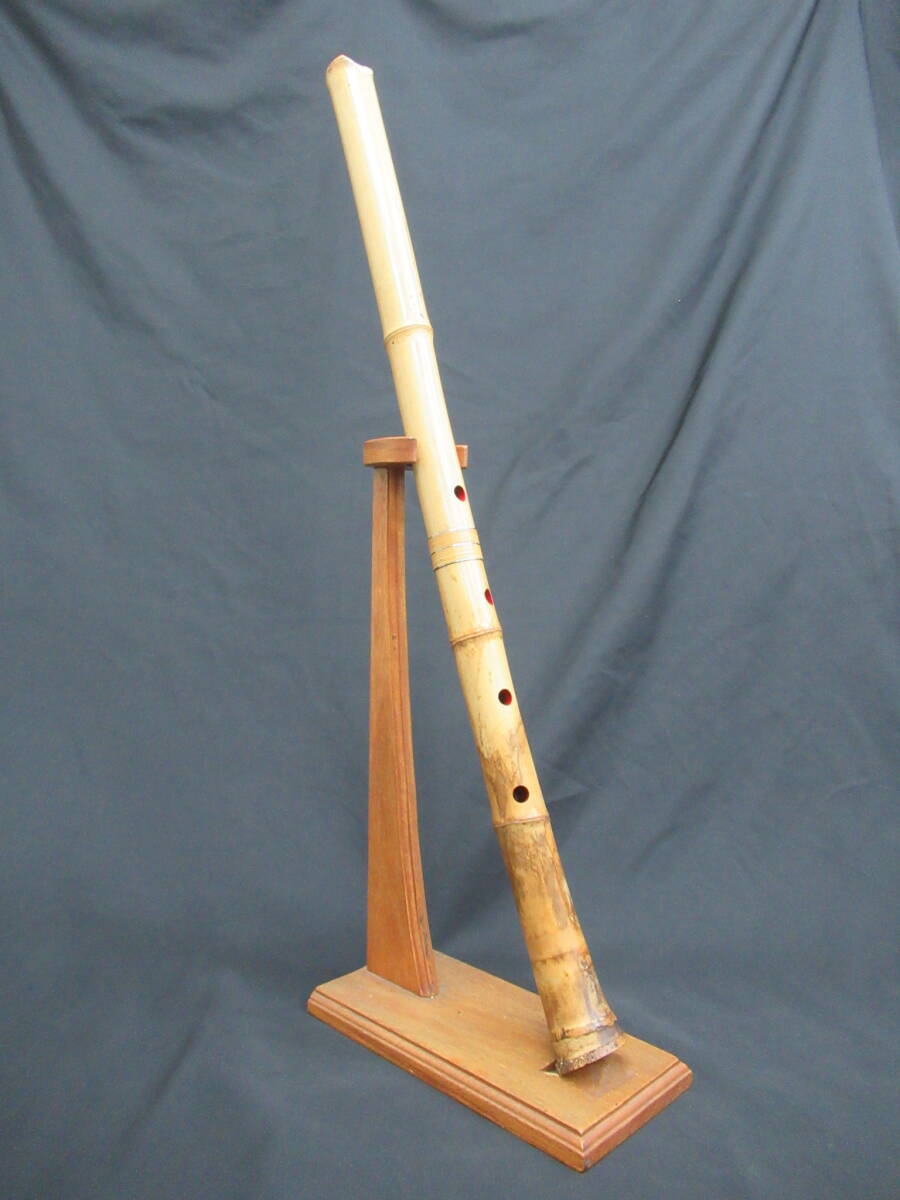 尺八 琴古流 在銘 中継ぎ籐巻き銀三線 二尺管 【音出し