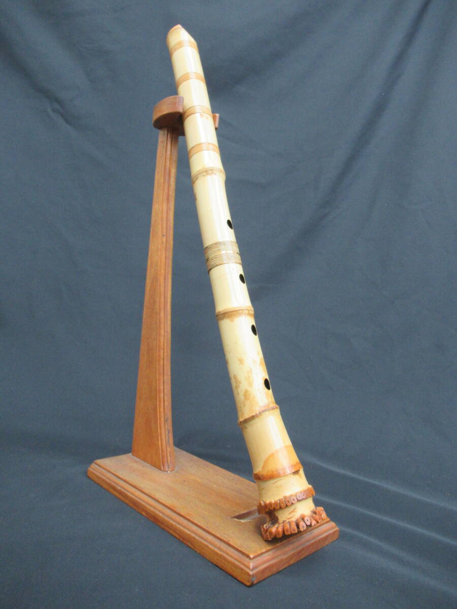 尺八 1尺8寸管 銘「直水」中継ぎ銀3線籐巻き