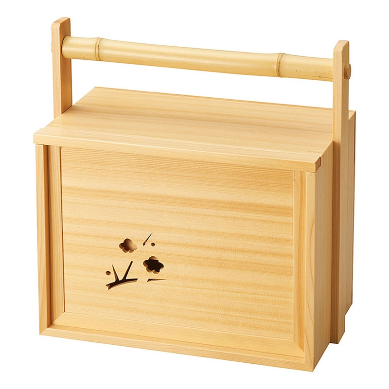 ヤマコー 檜 岡持弁当 透かし有 セット 27194 1個（ご注文単位1個