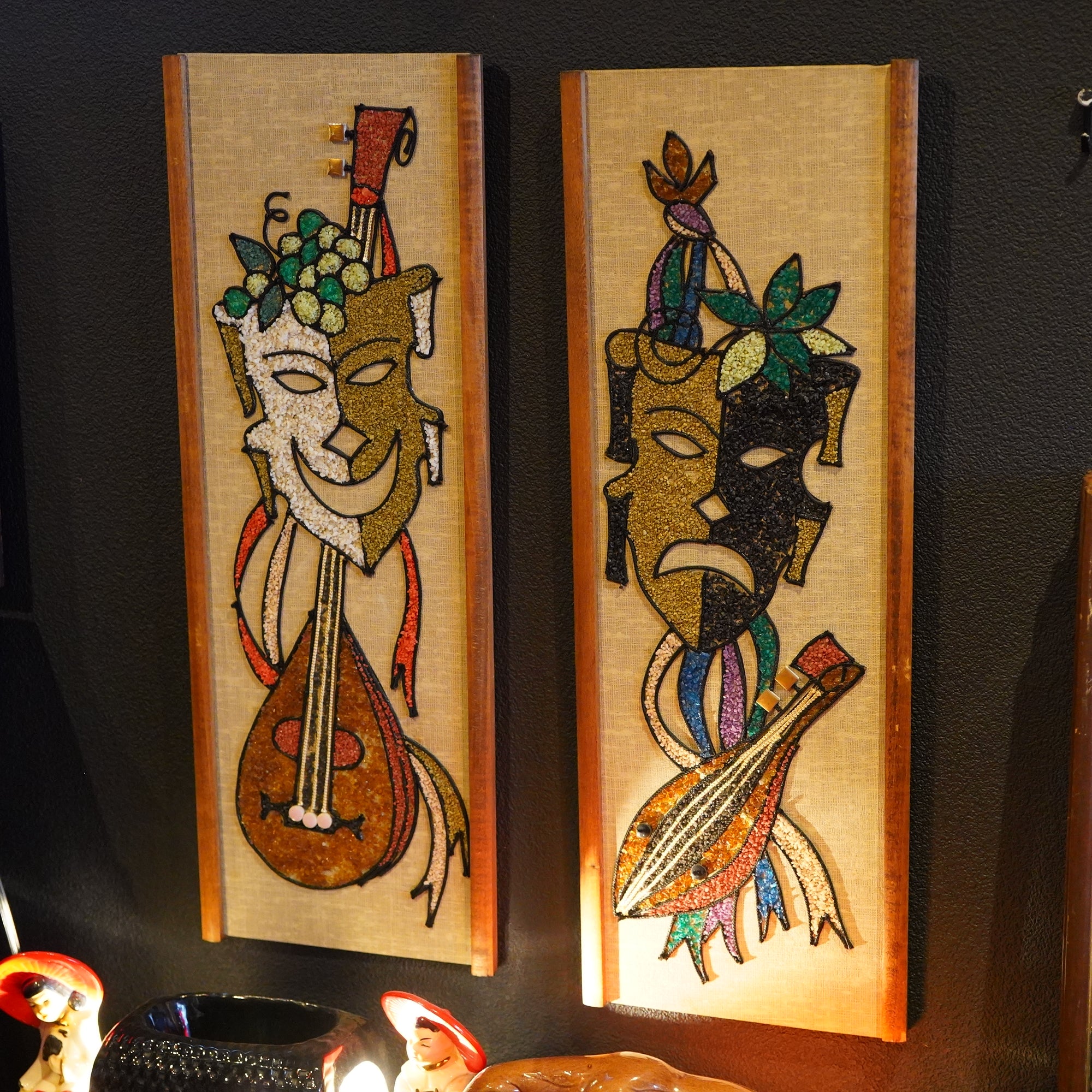 ビンテージ◇50's ツーフェイス マスク 壁掛け 置物 / トゥーフェイス