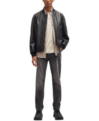 Hugo Boss Men's Relaxed-Fit Leather Jacket - Macy's