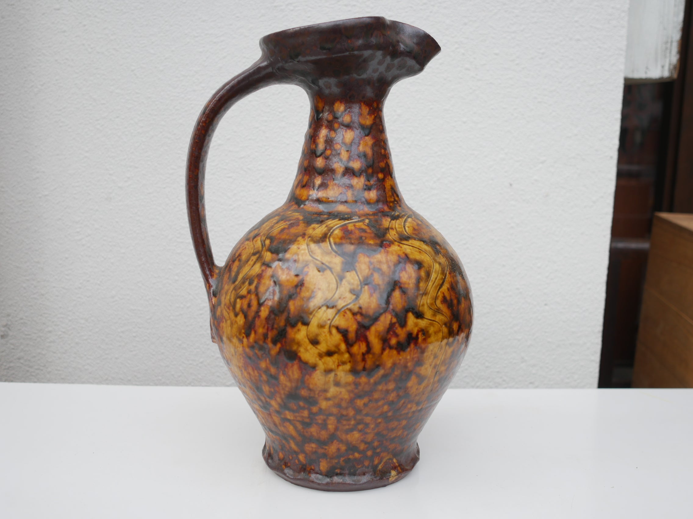 陶芸家 船木研兒 船木研児 舩木 黄釉流紋花瓶 角瓶 花入 花器 民芸 民