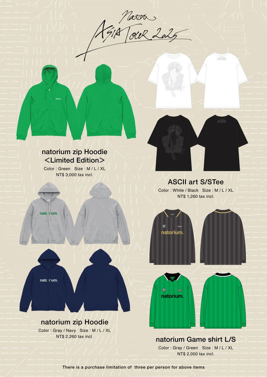 10/26(日) 台北公演より販売開始の「natori ASIA TOUR 2025」グッズ