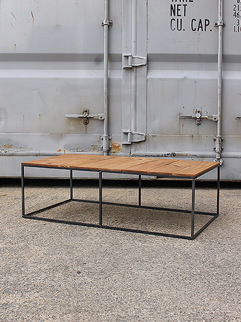≪ローテーブル≫【無垢木×アイアンフレーム/ラフ仕上げ/アイアン家具