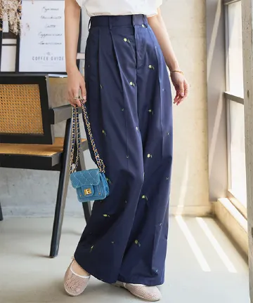 刺繍ワイドパンツ [M4253] - レディースファッション通販 神戸レタス