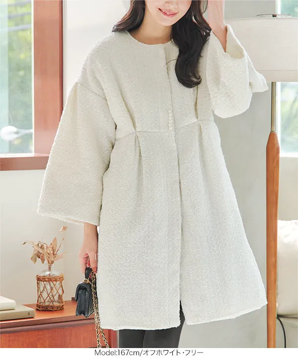 ツイードフレアスリーブコート [K1349] - レディースファッション通販