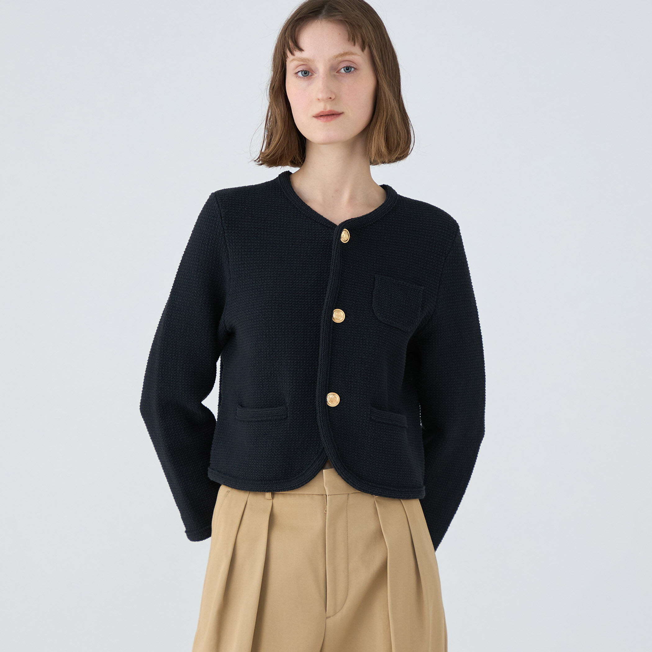 モスライクステッチ クルーネックジャケット｜トゥモローランド 公式通販