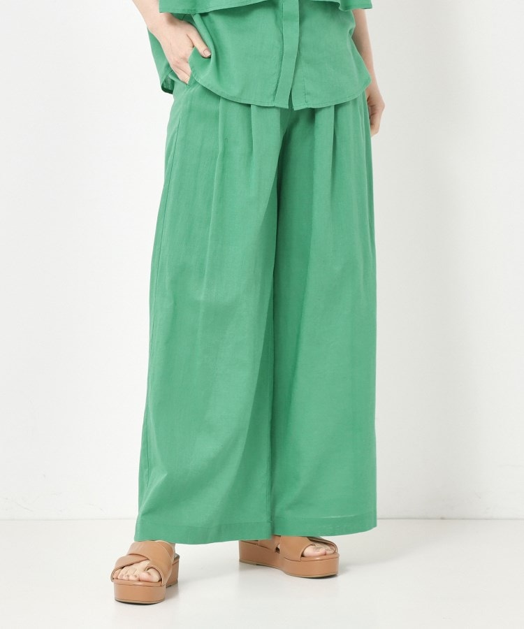 コットンリネン素材・SET－UP可】ワイドガウチョパンツ（フルレングス