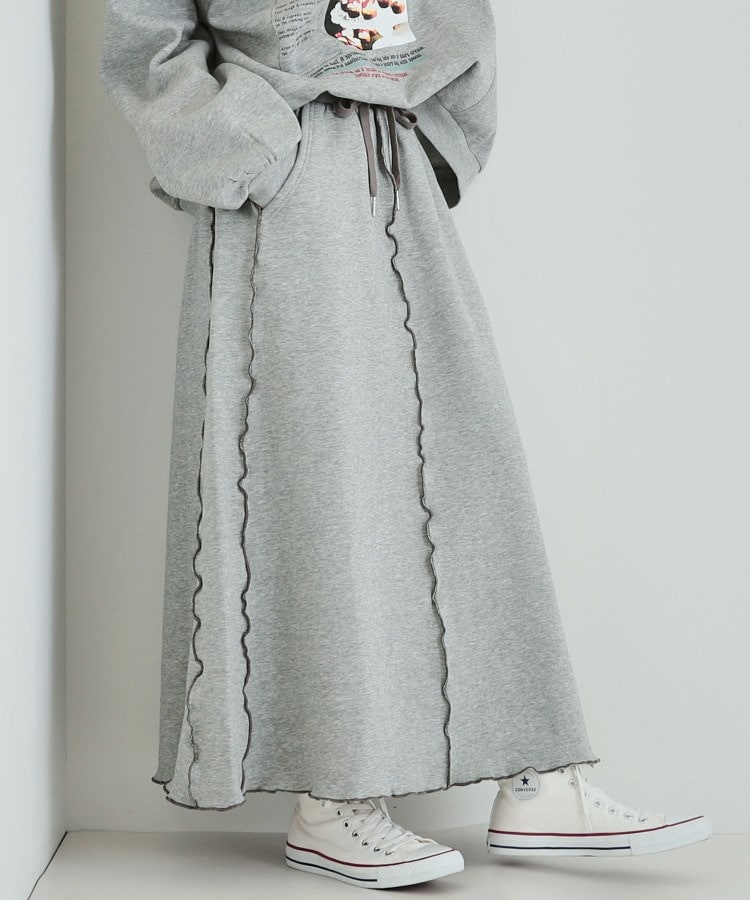 ◇【セットアップ可/あったか裏起毛】配色メロウ ロングスカート