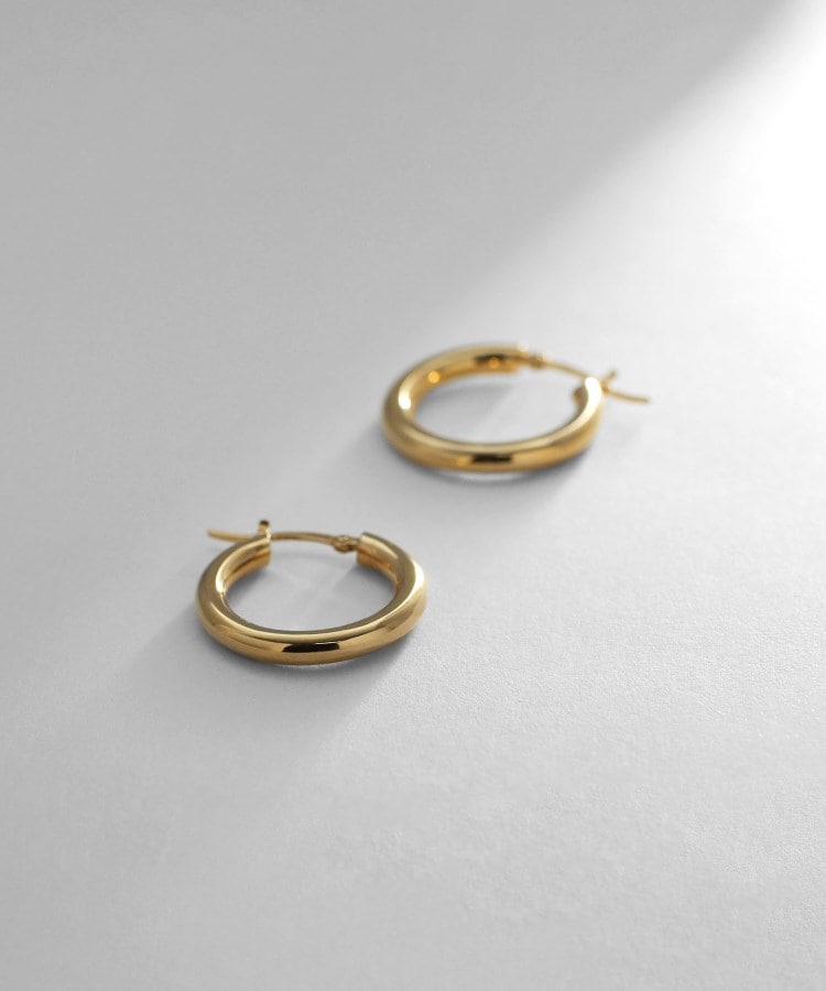 COCOSHNIK オーバル フープピアス シルバー×K10 ゴールド K10平打ち