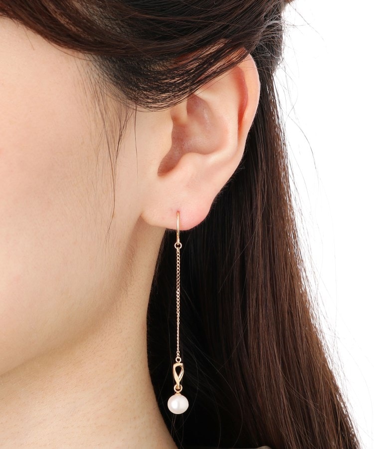 K18WG コレクション シンプルロングピアス 女性へのプレゼント K18WG