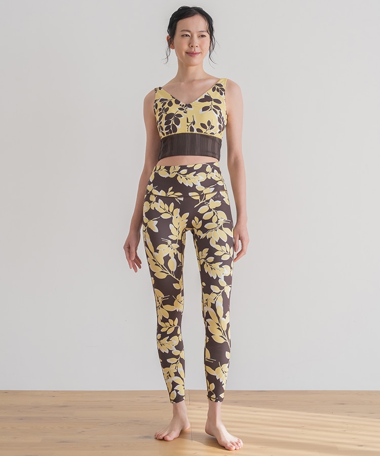 SUKALA】リーフバイカラーレギンス(Sサイズ ブラウン・スモークブルー