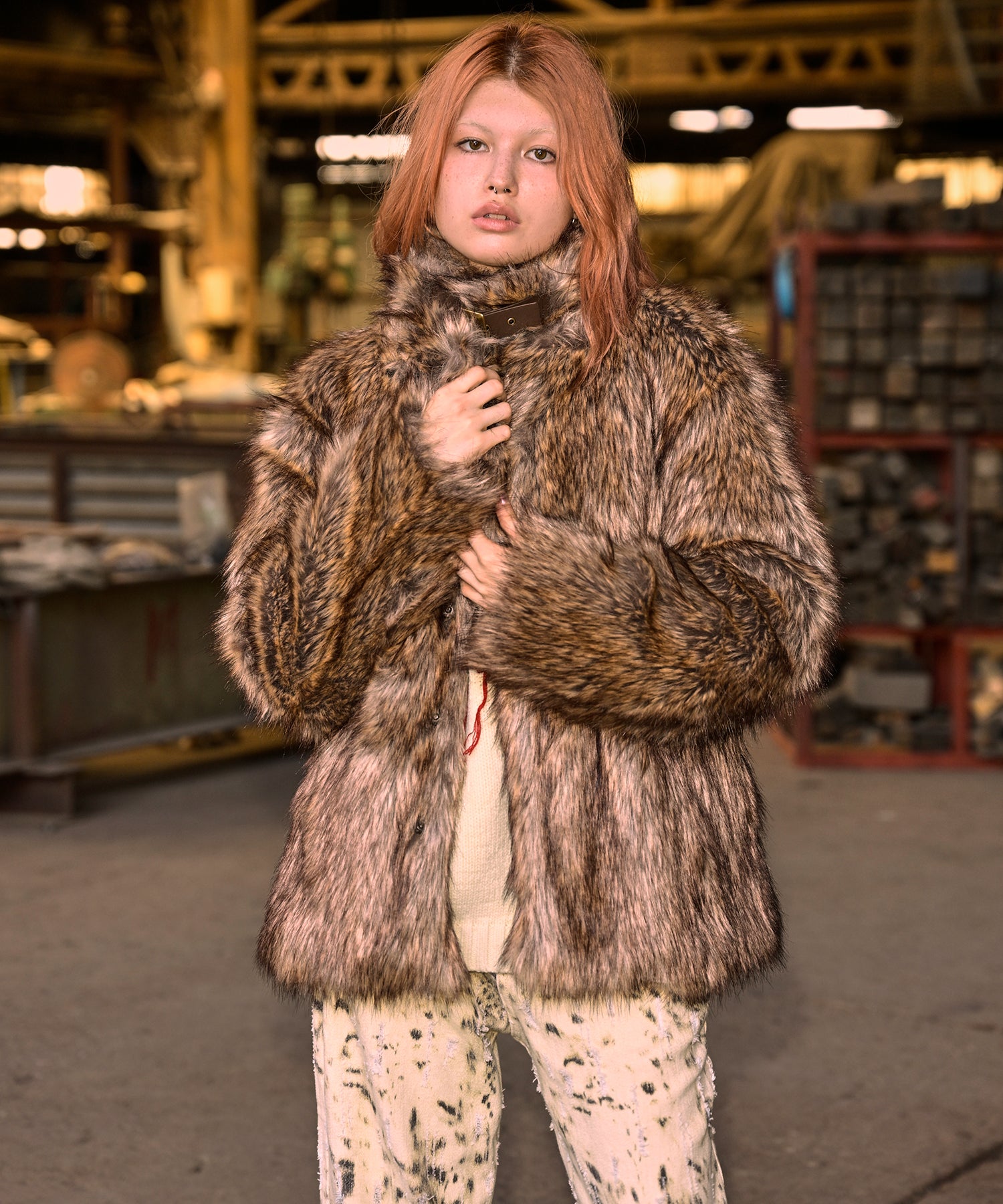 Fauxファースタンドカラーコート｜ACLENT（アクレント）