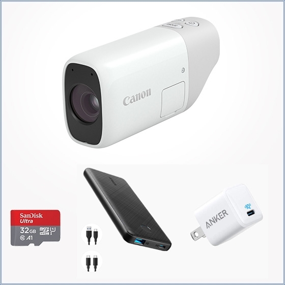 販売終了】PowerShot ZOOM（ホワイト）+急速充電器+モバイルバッテリー