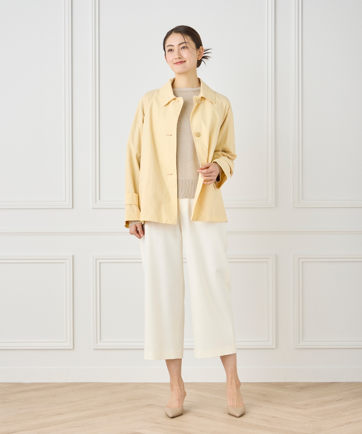 ナイロンタッサーミドル丈ステンカラーコート ｜7-IDconcept.（セブン