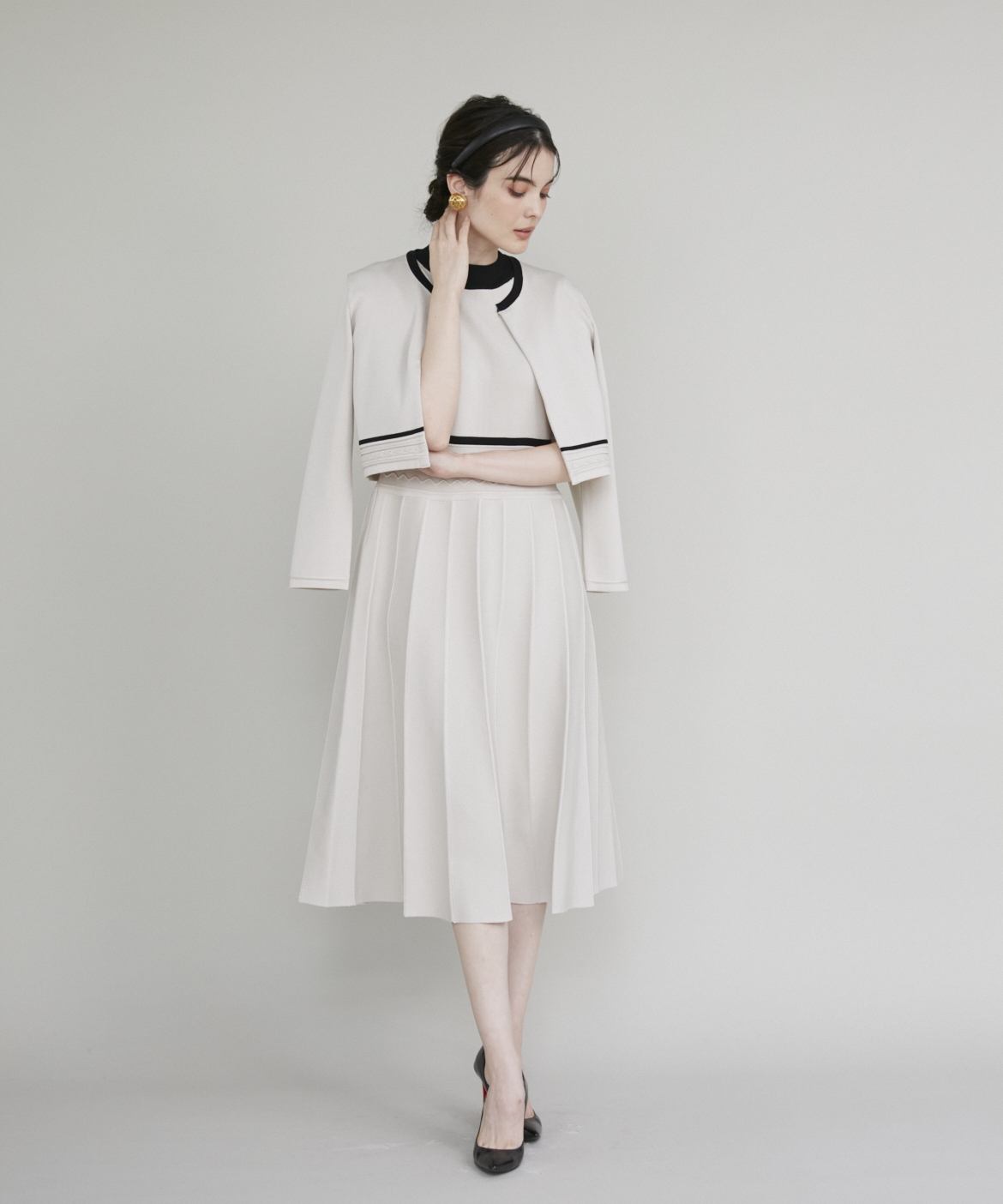 M Maglie le cassetto》バイカラーニットワンピース｜M Maglie le