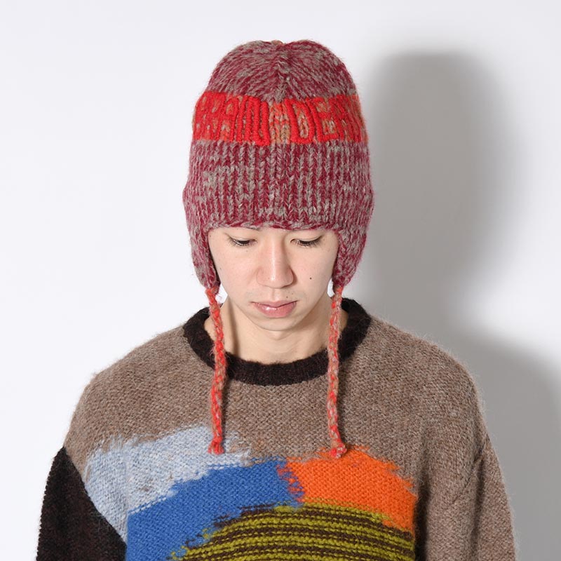 ALPAKA KNIT EAR FLAP BEANIE -RED- | IN ONLINE STORE