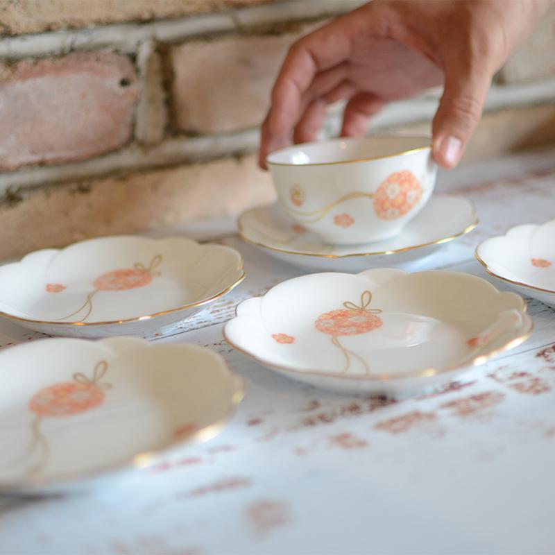 大倉陶園 花毬 13cm 梅型小皿揃 5枚 大倉陶園 花