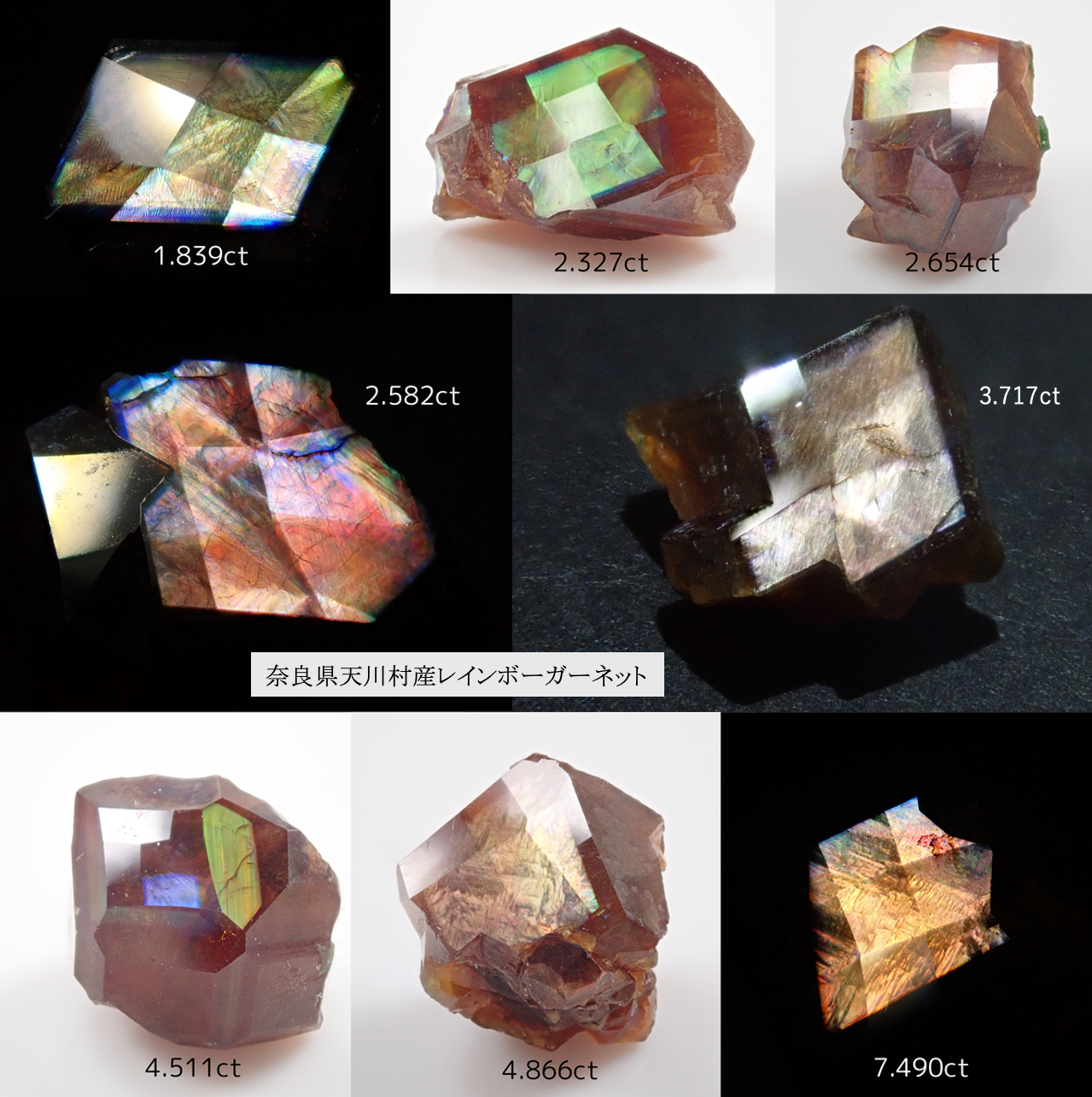 国内鉱物放出! 天川産 レインボーガーネット（ネオン調含む）含む結晶