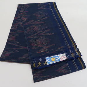 反物 本場奄美大島紬 名古屋帯用 正絹 全通柄 絣文様 証紙付 中村忠夫