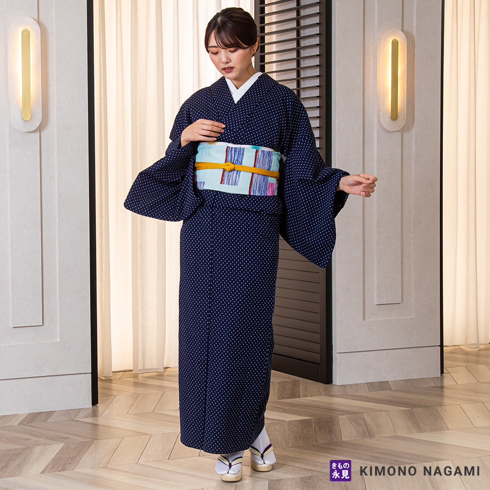 久留米絣│お仕立て上がり 洗える木綿きもの │フリーサイズ 濃紺に