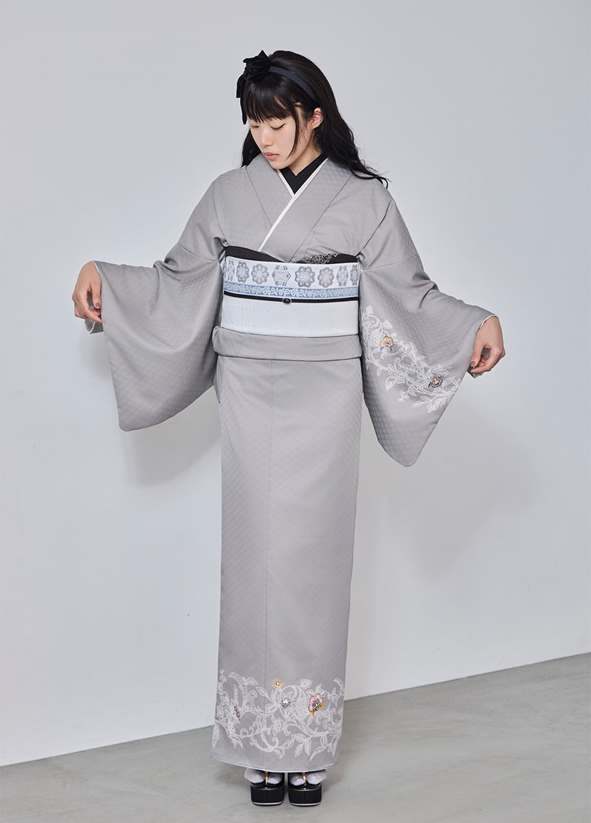 ハレノヒ小袖】付下げ訪問着 更紗花冠 石色 | フォーマル着物 | やまと