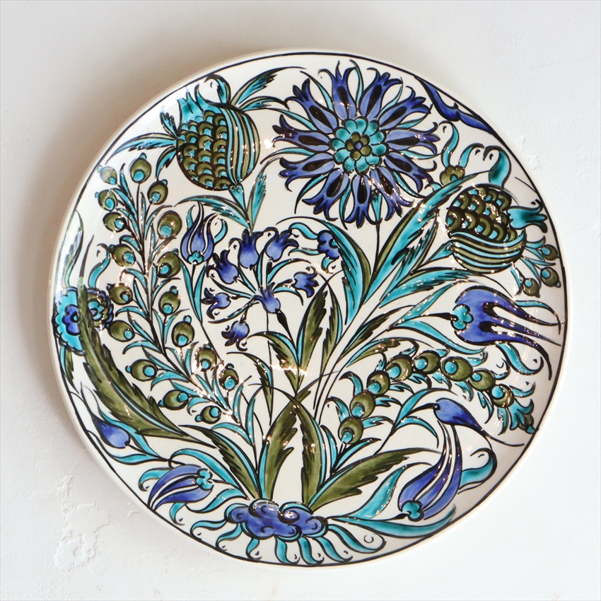 キリムスタイル / 手書き絵皿 32cm トルコ ミュージアムピース