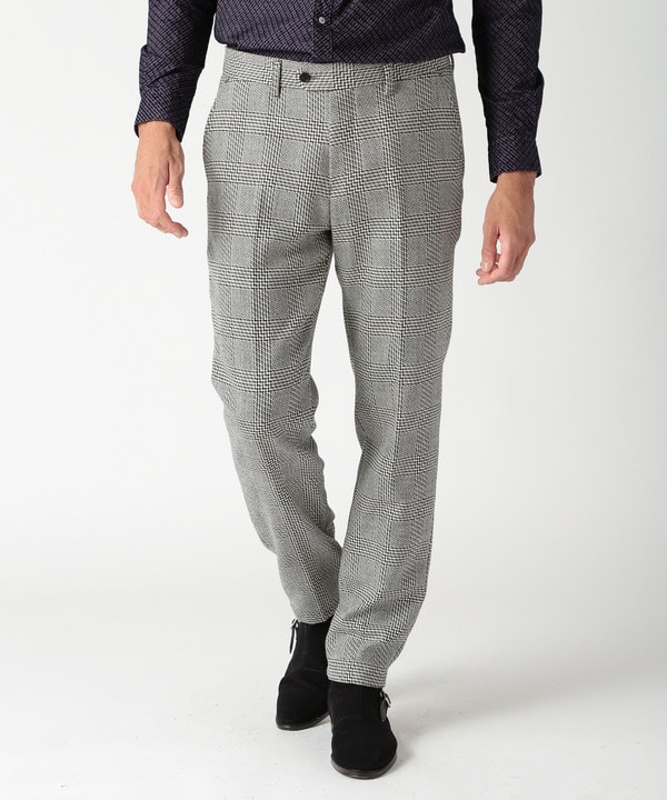 ウール変形グレンチェックパンツ（セットアップ対応）｜メンズ