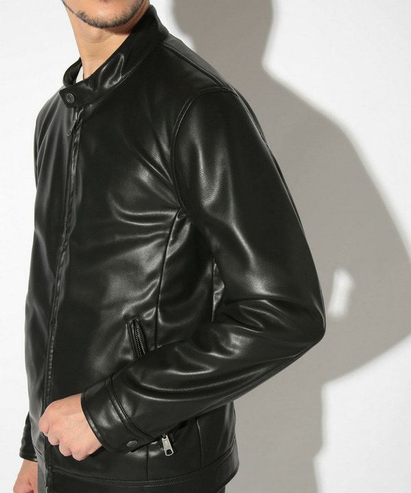 ストレッチフェイクスエードシングルライダース｜メンズファッション