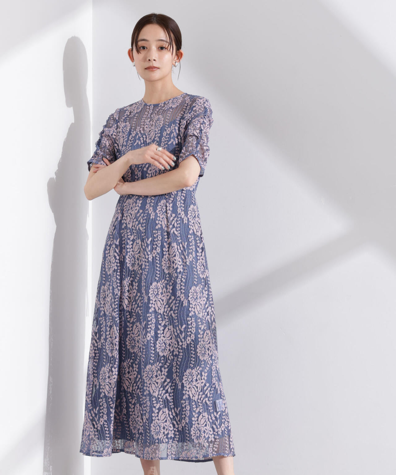 kaene / 配色 レース エプロン ワンピース