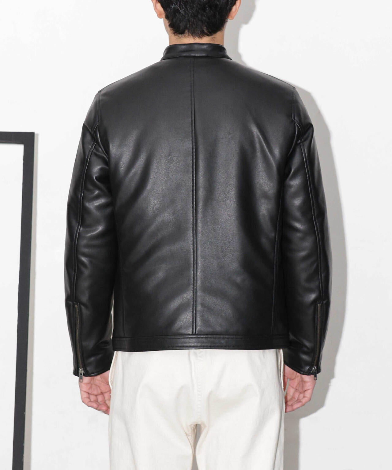 ジャケット・アウター nano universe fur leather biker jacket NANO