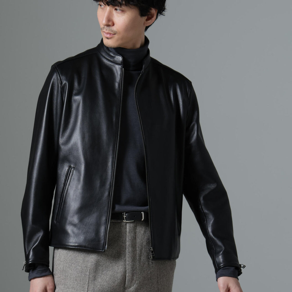ナノユニバース 羊革 レザージャケット ライダース Mブラック 【公式通販】