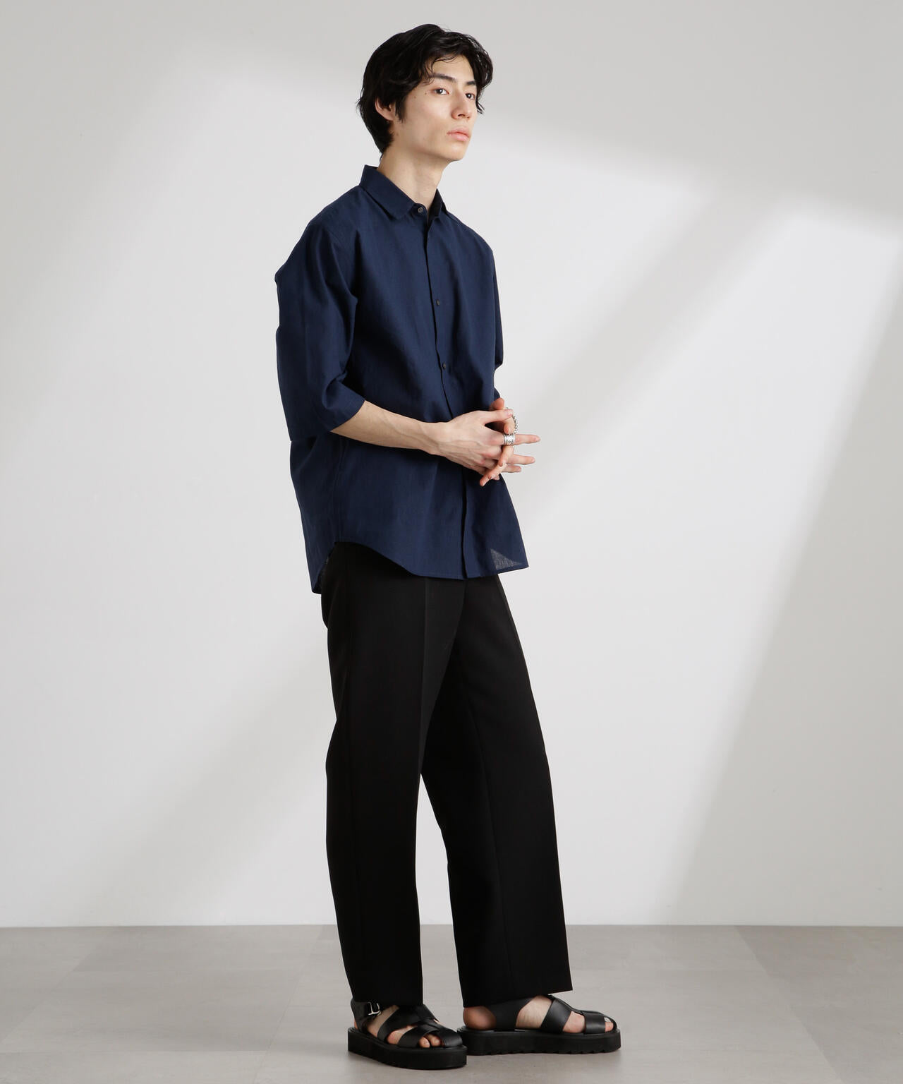 クールマックス リネン レギュラーカラー 7分袖