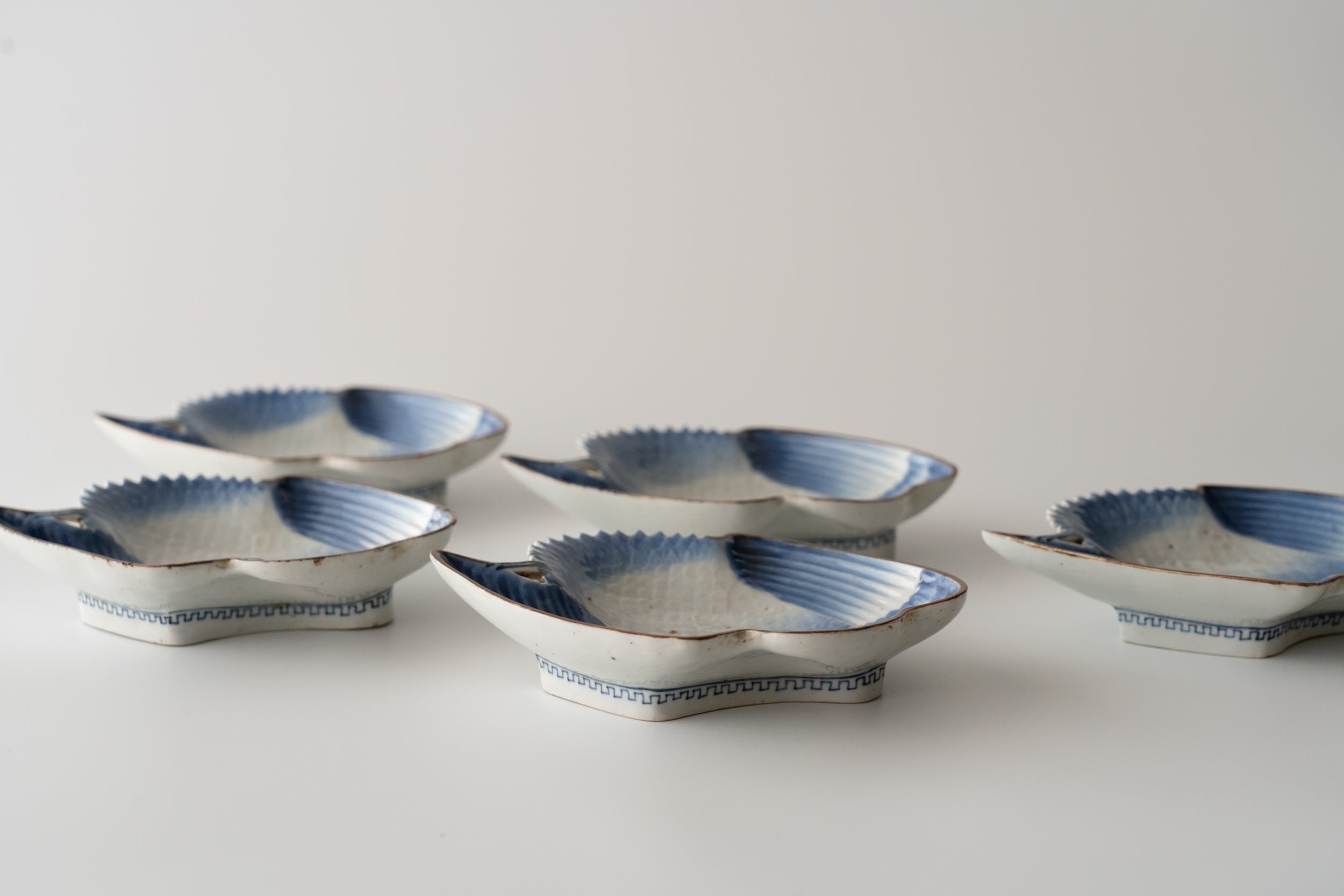 時代 鶴形 皿 向付 5客 セット 70916 時代 鶴形 皿 向付 5客