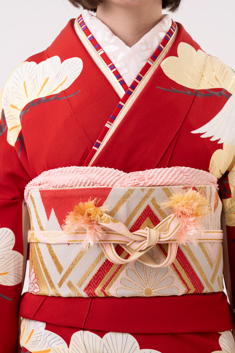 赤地 鶴柄 正絹振袖【187】 – SAKURA TOKYO