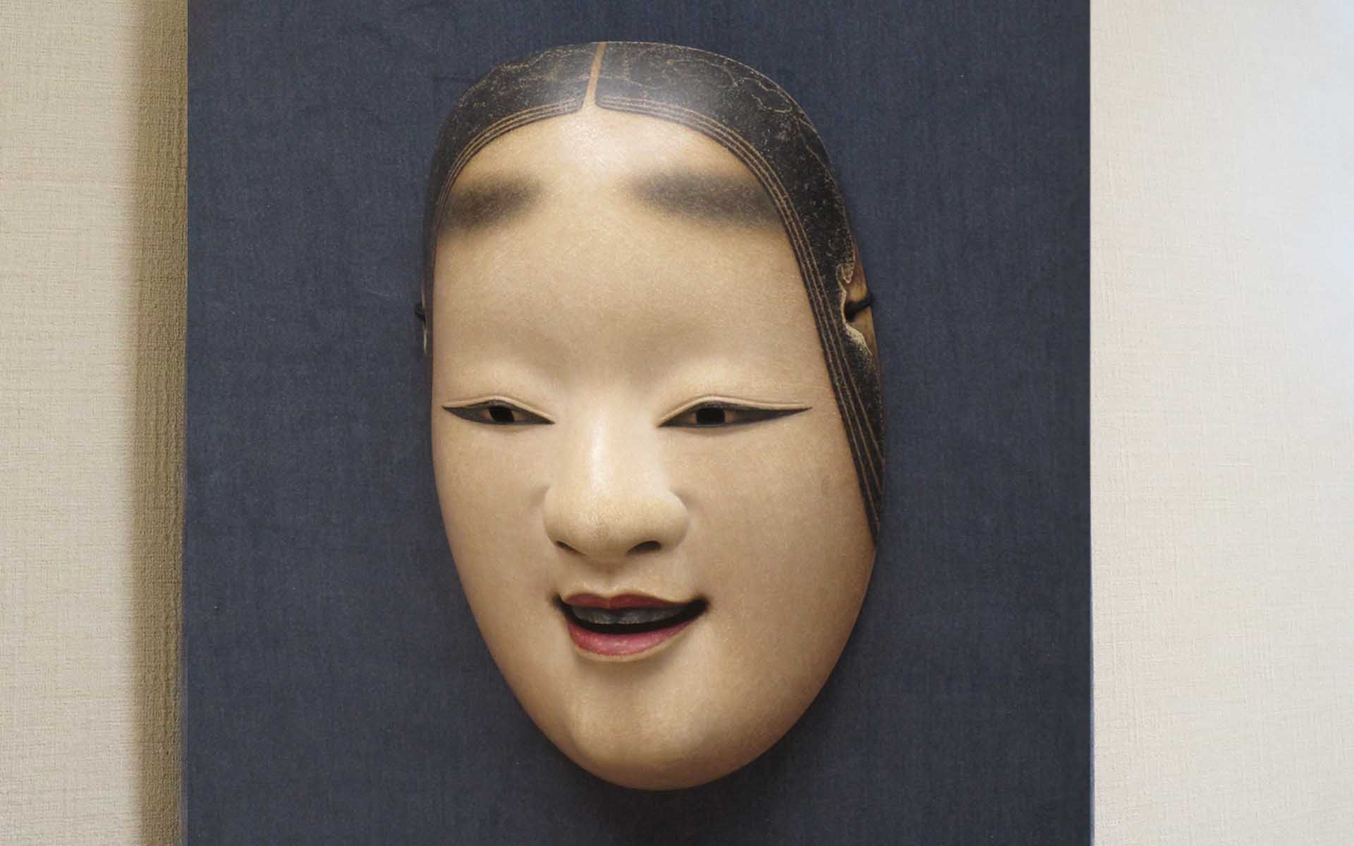 伝統的な能面 喜びの表情 木製江戸期、 【公式通販】