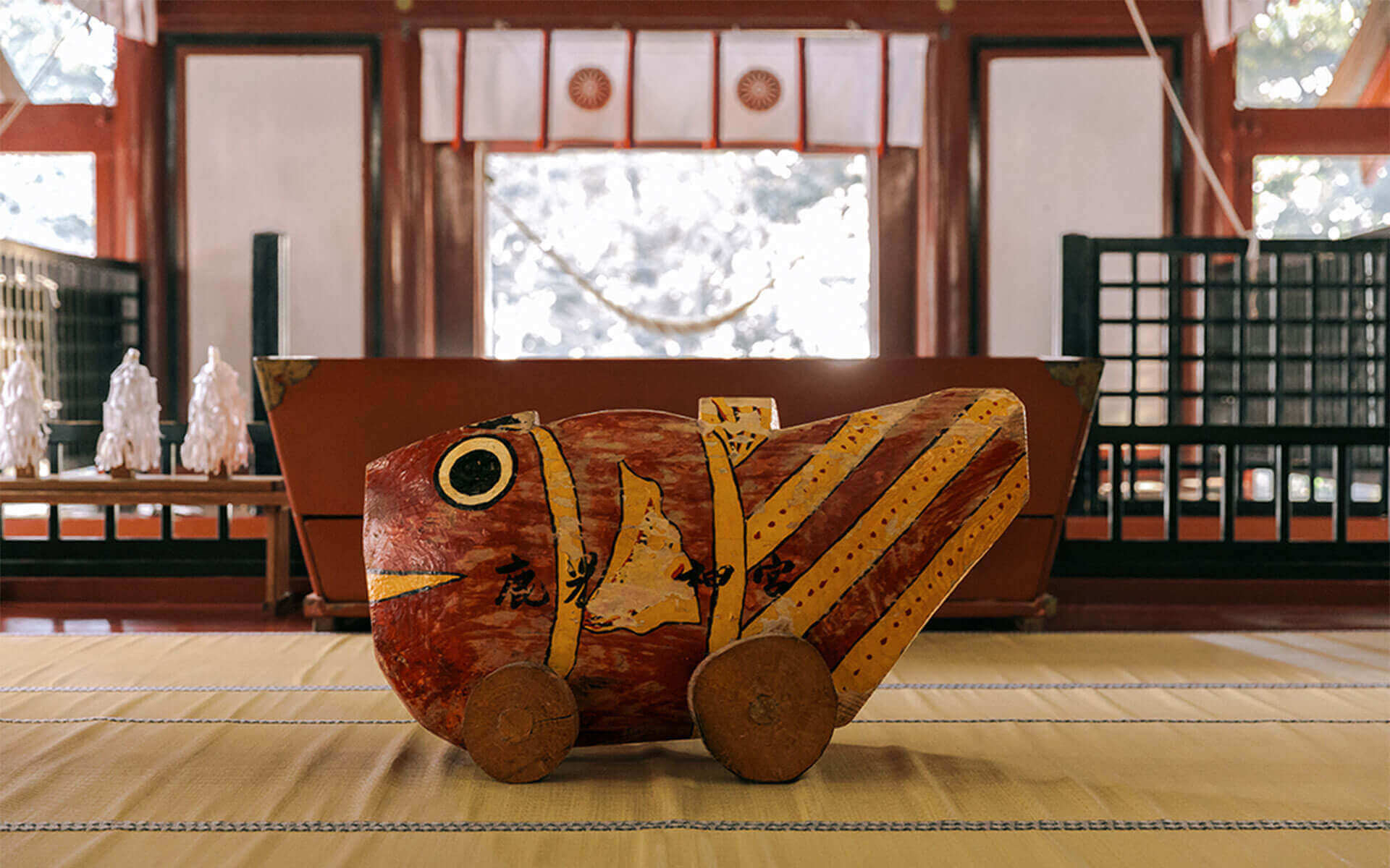 古玩 みやじ 木彫り 鯛車 郷土玩具 鹿児島神宮 民芸品 レトロ木製玩具