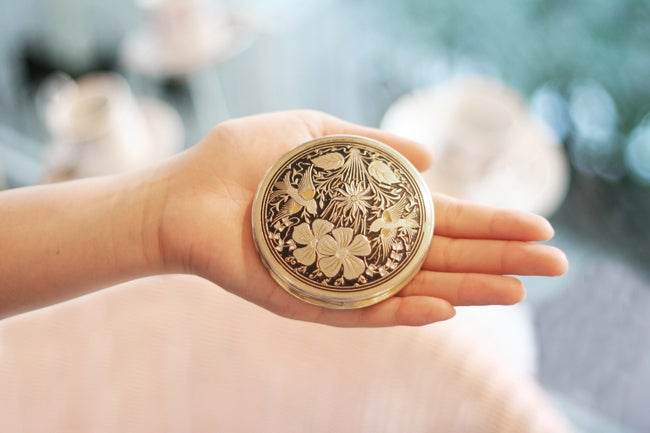 アンティークビンテージな雰囲気 携帯コンパクトミラー ミニ 鏡 レトロ