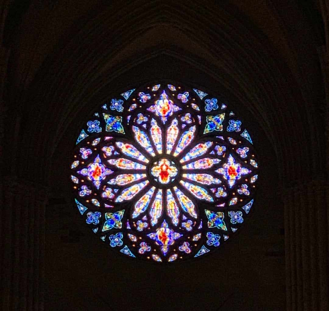 大型 ワシントン大聖堂 ヴィンテージ ステンドグラス バラ窓 ローズ